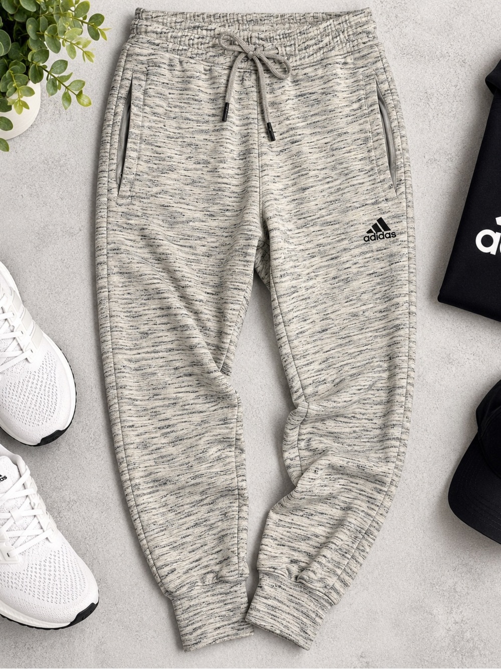 Adidas Gray Space-Dye Jogger Sweatpants – Size Large